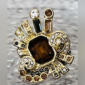 Heidi Daus SIZE 7 Statement Ring 🆕 “French Ribbon” Deco Style in black ring box